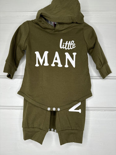 Boys Hooded LS Onesie w/ Joggers (2pc) (NEW) 3-6M