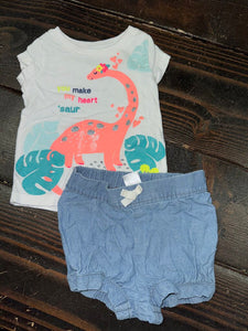 Girls Tee W/ Shorts Seet (2pc) Carters 6M