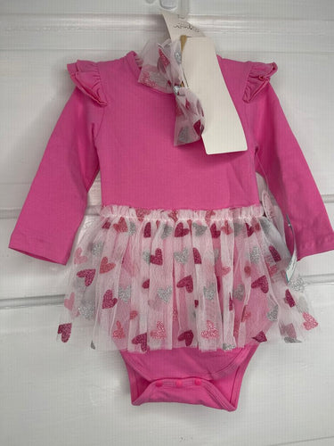 Girls LS Onesie W/ Bow Set (2pc) (NEW) sweet wink 12-18M