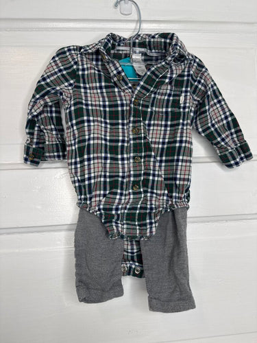 Boys LS Button Onesie W/ Pants Set (2pc) Just One You 12M