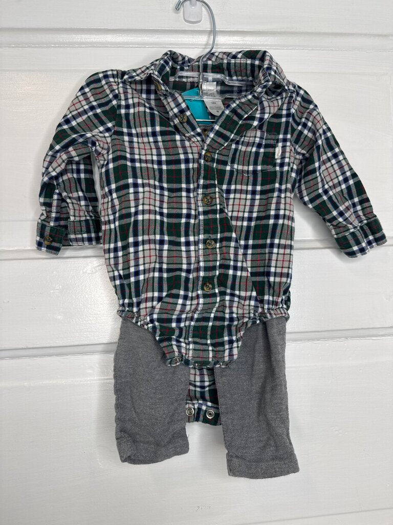 Boys LS Button Onesie W/ Pants Set (2pc) Just One You 12M
