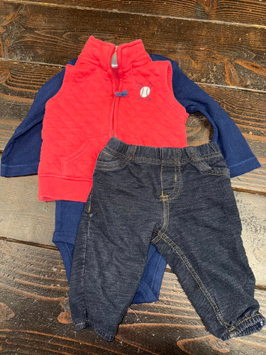 Boys LS Onesie/Vest/Joggers Set (3pc) Carters 6M