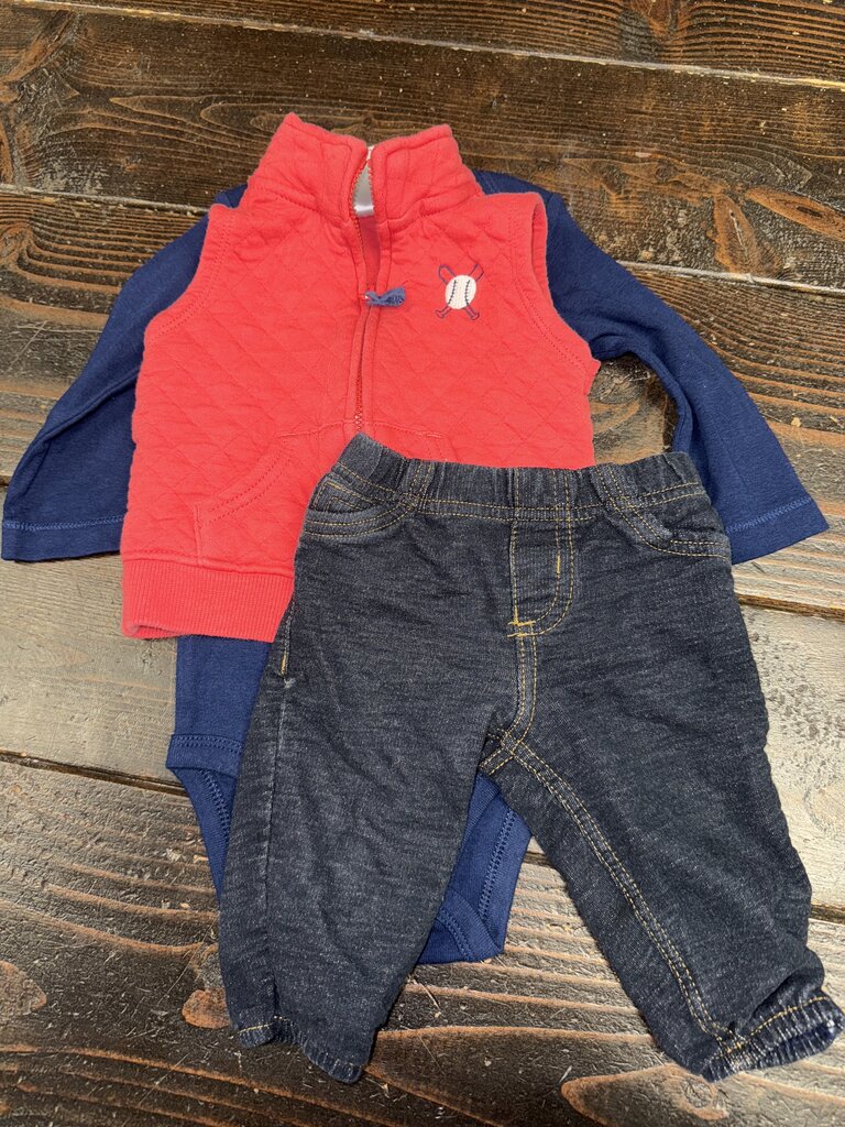Boys LS Onesie/Vest/Joggers Set (3pc) Carters 6M