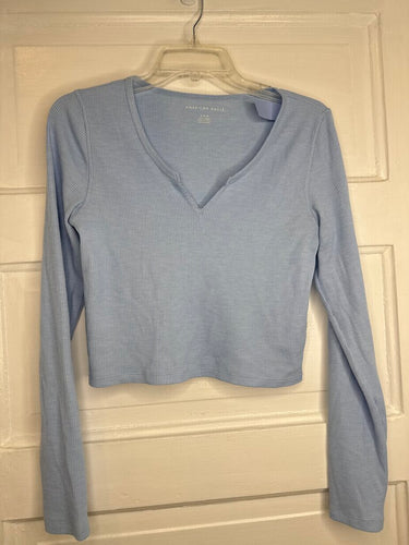 Gals Cropped LS American Eagle M