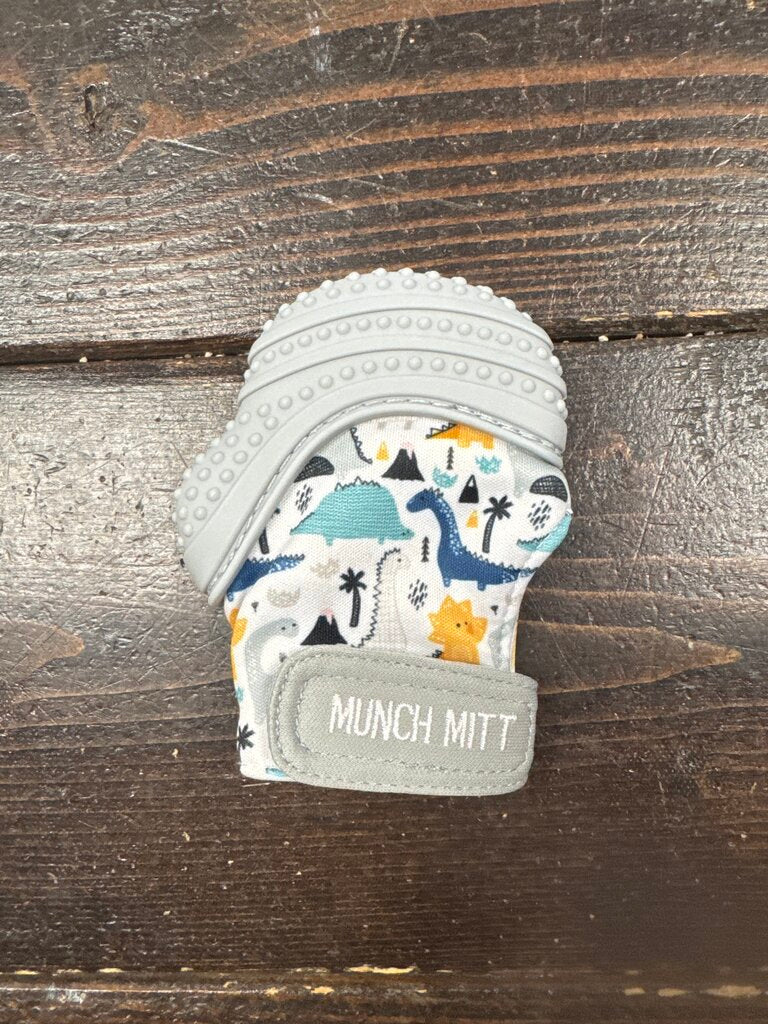 Munch Mitt- Grey Dino