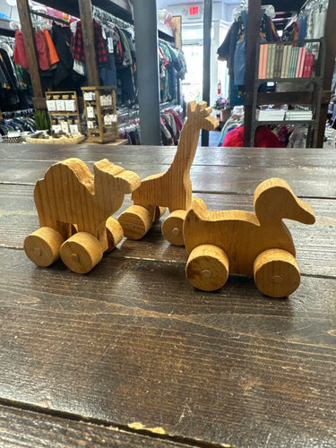 Vintage Wooden Rolling Animals (3pc)