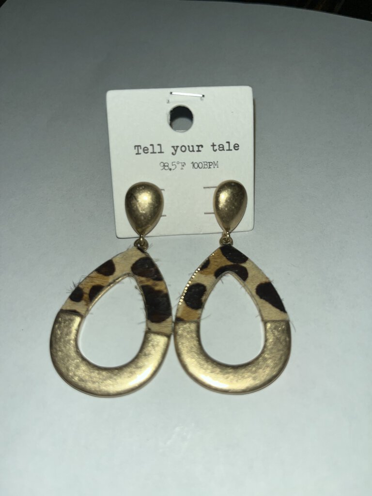 Teardrop Earrings - Gold/Leopard